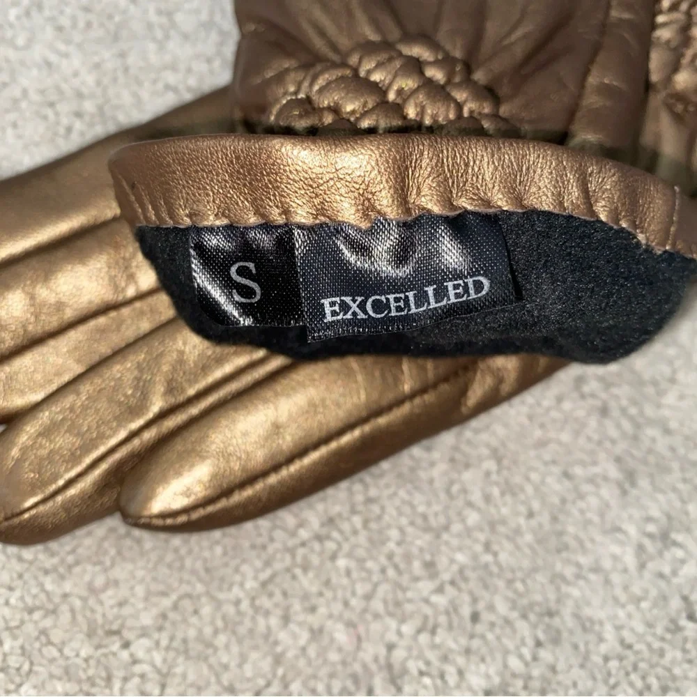 Excelled Bronze Leather Winter Fleece Lined Gloves‎ Women’s Small New